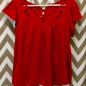 Neck cut out red blouse